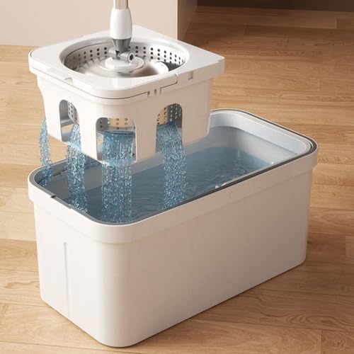 Fregona giratoria y cubo escurridor resistente con mango largo de 155 cm 8