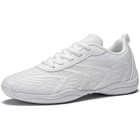 LANDHIKER Girls Cheer Shoes Youth Cheerleading Shoes White Kids Cheer Sneakers Fashion Sports Shoes Training Athletic Comfortable Lightweight Breathable Flats Shoes Size, White, 12.5 Little Kid Cover