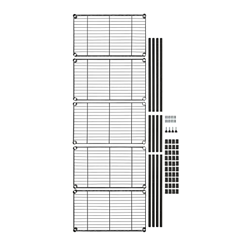 Amazon Basics schmaler Aufbewahrungsschrank mit 5 Regalböden, höhenverstellbaren Einlegeböden und Nivellierfüßen, Schwarz, 60.1 x 35.6 x 152.4 cm, ohne Rollen