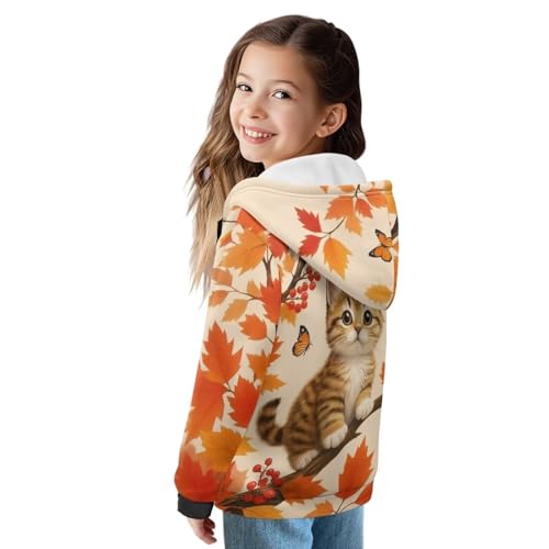 Sweatshirts for Teen Girls Zip Up Hoodie for Kids Toddler Jackets for Girls Thermal Clothes with Pockets Winter 6-162