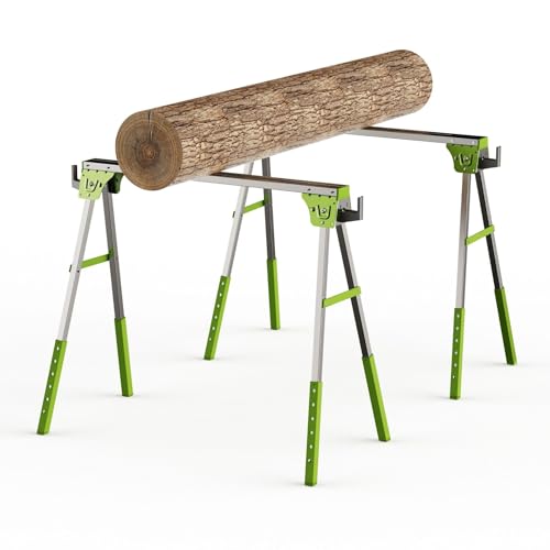 2 caballetes plegables de metal, caballete de batalla de 1200 kg, 2 x 4 brazos de apoyo, altura ajustable de 6 etapas (28-35 cm), soporte industrial en forma de A para talleres y obras de construcción