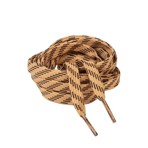 Kilter Lacci piatti di alta qualità, larghi 10 mm, resistenti, per stivali da passeggio, attività all'aperto, moda, lavoro, scarpe da corsa e scarpe da ginnastica, Beige/marrone., 120cm - 47 inch (1