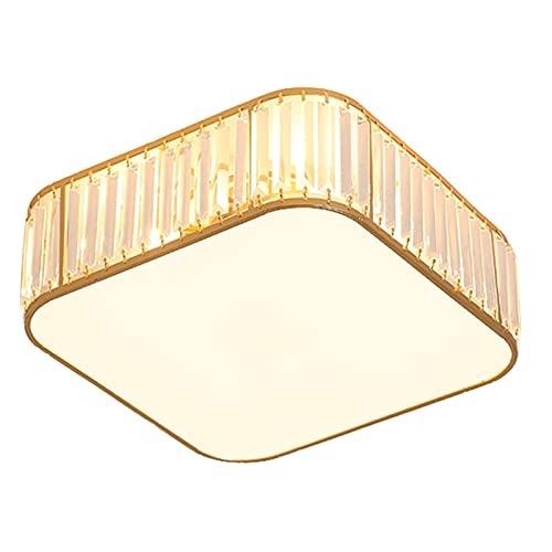 Chandelier en cristal à LED carré 45 cm doré pour plafond de couloir moderne