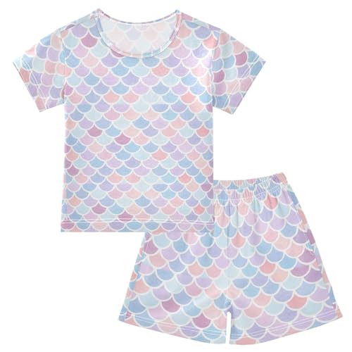 Pink Mermaid Scales Pajama Set Pajamas Sleepwear Nightwear Loungewear Clothes Set B04051213