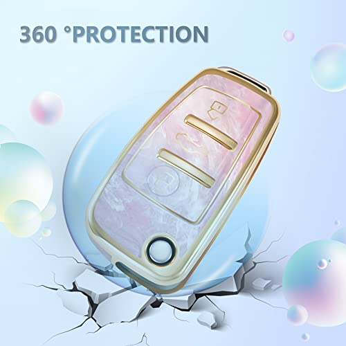 Key Fob Cover For Audi A3 A1 A6 Q2 Q3 Q7 Tt Tts R8 S3 S6 Rs3, Fashion Key Shell With Diamond Gold Keychain (Pink) #TOP2