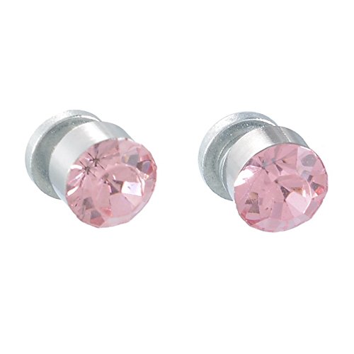 Preisvergleich Produktbild Schwarzer Kristall Magnet Quadrat Ohrringe Durchbohrte Ohrringe Saug Magnetischer Ohrstecker Zum Anklipsen für Damen - Rosa