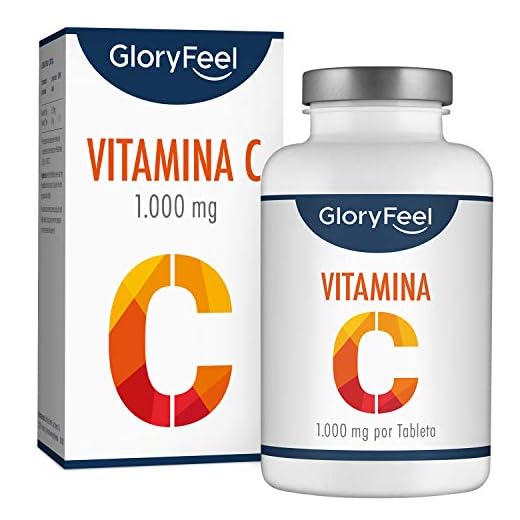 GloryFeel® Vitamina C de dosis alta 1000 mg - Reduce el cansancio y la fatiga y mejora el sistema inmunológico - 200 comprimidos de vitamina c pura - Vegano, sin aditivos, sin gluten, No-GMO, GMP