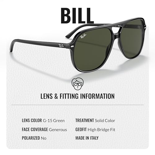 Image of Ray-Ban RB2198 BILL Square Shaped Sunglasses for Men & Women with Official RAYBAN Eyewear Kit