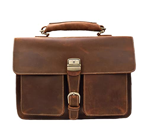 Mallette ordinateur 15,6 pouces cuir robuste marron clair pour protéger vos documents