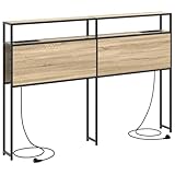 vidaXL Tête de lit Mobilier de Chambre Moderne Cadre de lit avec étagère rectangulaire et Prises intégrées