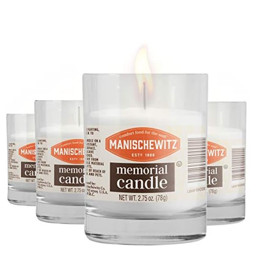 Manischewitz 24 Hour Candles, 1 Day Glass Yahrzeit Memorial Candles (4 Pack) | Burns Approximately 26 Hours, Good for Yizkor and Yom Kippur Holidays, Ner Neshama in Glass Tumbler