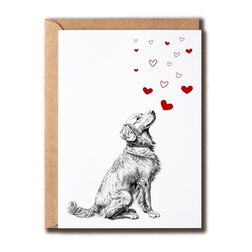 APVGifts Golden Retriever Love Card - Dog Valentines Day Card