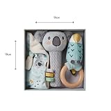 Nuby Animal Adventures Zestaw upominkowy dla niemowląt – 3-częściowy zestaw upominkowy | kołdra, piszczałka i grzechotka | pudełko w zestawie | nadaje się od urodzenia, wielokolorowy, jeden rozmiar