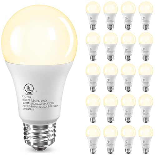 TJOY 100W equivalent A19 LED bulbs, 2700K warm white, 1500 lm, non-dimmable, E26, 20-pack