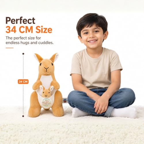 Image of Chi-Chimpu Toyss Kangaroo Soft Toy 34 cm with Baby Joey Plush | Ultra Soft Stuffed Animal | Cute Cuddly Plush Toy for Kids, Boys & Girls | Birthday Gift | Home Decor | Brown