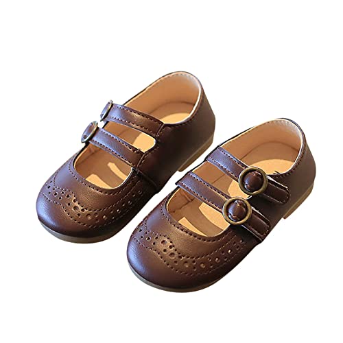 EnJoCho Little Boys Round Toe Shoes Summer and Autumn Girls Boots Cute Flat Hollow Hollow Breathable Comfortable (Brown, 27)