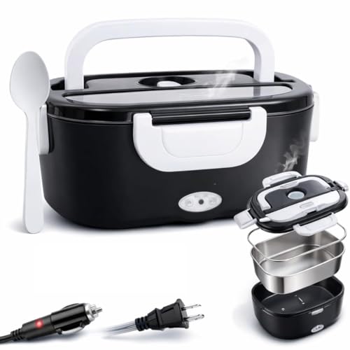 Marmita Elétrica Bivolt Portátil 1,5L com Aquecimento Rápido – 4 Voltagens (110V/220V/12V/24V) para Casa, Carro, Caminhão, Trabalho, Viagem – Recipiente com Divisórias