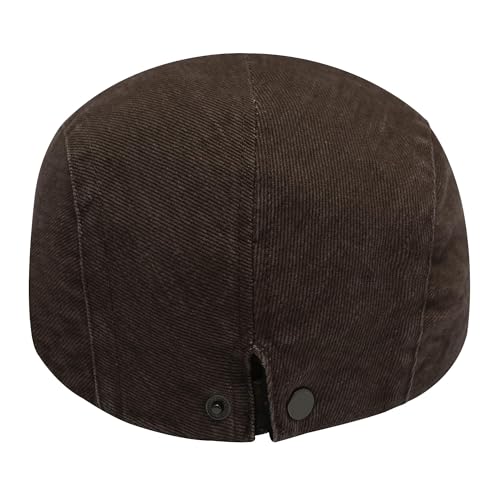 Image of ZLYC Men Cotton Flat Cap Summer Scally Ivy Gatsby Newsboy Beret Driver Cabbie Hunting Hat