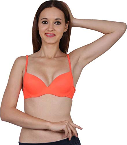 Image of Brachy Women's Polycotton Padded Underwire Push Up Bra Orange