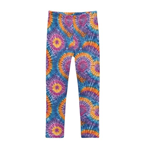 Girls' Athletic Leggings Ankle Length Yoga Dance Pants Kids Teen 4T Tie Dye Mandala