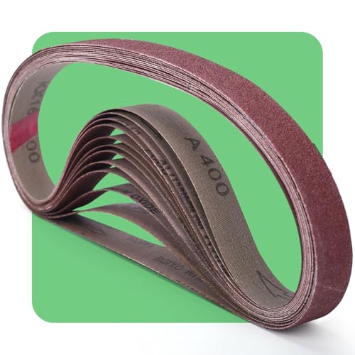 BOSHCRAFT 12 Pcs 1"x30" Sanding Belts, 60/80/120/180/240/400 Grit (2 Pcs Each) Aluminum Oxide for Knife Sharpening & Metal Polishing