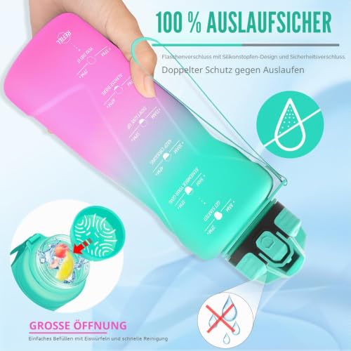 Niggeey Sport Trinkflasche 1,5L Trinkflasche Kinder Auslaufsicher – Ansicht 3
