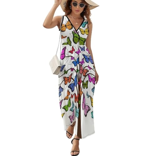Robe longue d'été Arbre à Papillons vêtement de plage léger et ample pour femme