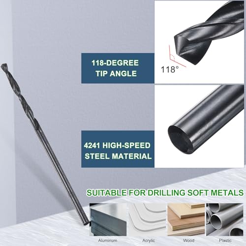 METALLIXITY 4241 HSS Spiralbohrer (1,75mm) 12Stk, Gerader 118° Stahlbohrer Titannitrid-Beschichtung für Holz Kunststoff Eisen Kupfer Aluminium Niedrig Weichmetall