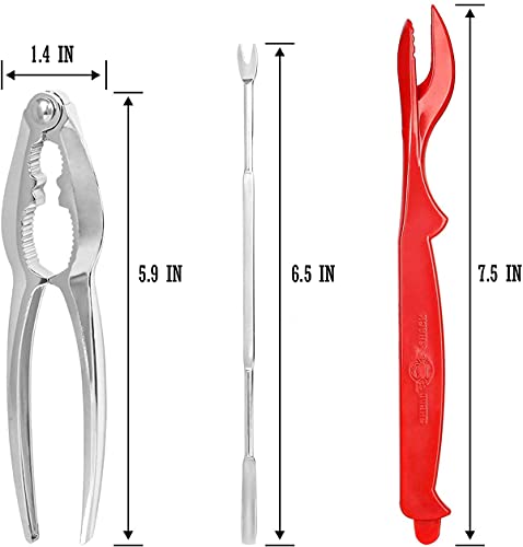 Crab Leg Crackers and Tools 12 Pieces Lobster Crackers and Picks Set - Stainless Steel Seafood Crackers and Forks Nut Cracker Set - Dishwasher Safe (4 Forks + 4 Crab Crackers + 4 Lobster Shellers)