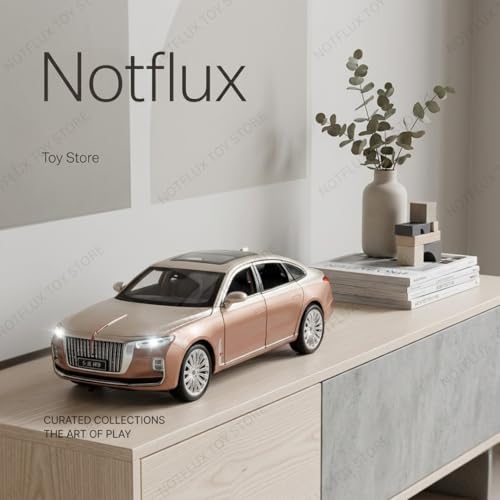 Image of 1:24 Hongqi H9 Diecast Metal Toy Car - Large Size Luxury Sedan Model Car, Realistic Toy Car for Kids & Collectors with Openable Doors [Random Color] [Pack of 1]