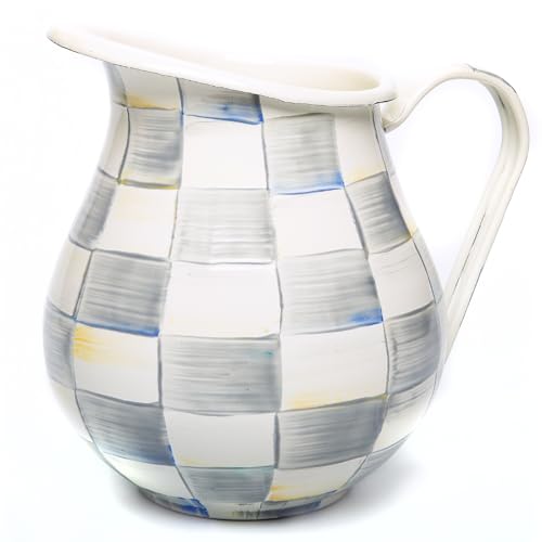 Image of MACKENZIE-CHILDS Pitcher with Spout, Gray-and-White Sterling Check