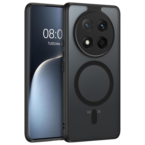 BENTOBEN Funda Magnética para Honor Magic 7 Lite/X9C/X60 Pro 5G 6,78'' [Compatible con mag-Safe] Carga Inalámbrica Carcasa Funda Enchapado Translúcido Mate Protección Anti-Arañazos Anti-Golpes-Negro