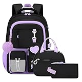 CONFORT DE PORTAGE: Le Amythe sac à dos scolaire pour filles est équipé de larges bretelles en forme de S qui répartissent uniformément la pression sur les épaules. La sangle pectorale réglable fixe fermement le sac à dos pour filles et évite les balancements. Même lors d’une utilisation prolongée, il reste confortable et prévient efficacement la cyphose!