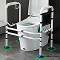 GreenChief Stand Alone Toilet Safety Rails Foldable - Toilet Bars for Elderly and Disabled, Handicap Toilet Arms to Help Stand, Bathroom Safety Handles with 6 Large Suction Cups (300lb)