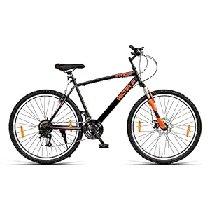 VECTOR 91 Stinger 27.5T 21 Speed Hybrid Bike for Men (Black & Orange, Ideal for: 13+ Years, Brake: Front Disc , Frame: 19 Inches)