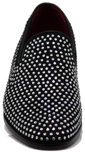 Image of SPK26 Men's Vintage Velvet Rhinestone Designer Dress Loafers Slip On Shoes Classic Tuxedo Dress Shoes