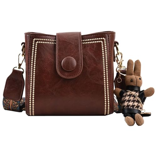 Bolso de hombro para mujer, bolso de mensajero, bandolera para mujer, correa de hombro ajustable, bolso clásico retro cuadrado, bolso de viaje, bolso de mensajero para mujer, marrón, ver descripción