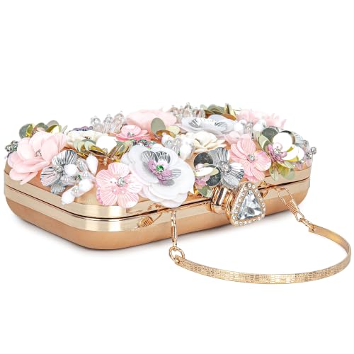 Image of BBTT.ful Women Clutches Flower Evening Handbag Chain Strap Shoulder Bag handbag Wedding bag purse