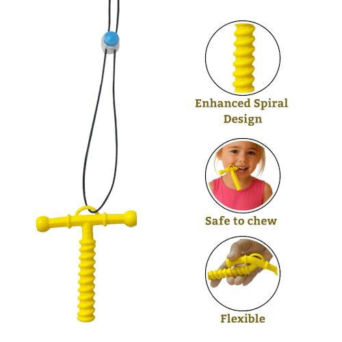 Image of B-Arm Chewy Tube- Spiral Design (Yellow) | Chewing Tube for ADHD, Autism & Sensory Disorder | Upgraded Design for Oral Stimulation | Teether Toy for Children & Adults (Weak Chewers)