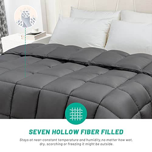 100% Viscose From Cooling Bamboo Comforter For Hot Sleepers- Breathable Silky Soft Bamboo Duvet Insert King Size-With 8 Corner Tabs- All Season Comforter (90X102 Inches, Grey) #TOP3