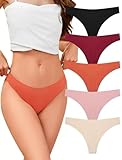 VOENXE Perizoma Mutande Donna,Senza Cuciture Slip Brasiliana,Tanga Microfibra,Invisibile Mutanda Taglio Laser Brasiliano Intimo,Women Seamless Thong Underwear,Sportivo Perizomi Vita Bassa,Pacco da 5
