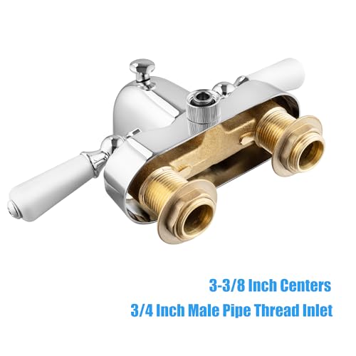 Clawfoot Add-A-Shower Bathcock Diverter,Shower Attachment for Tub Faucet,Bathtub Faucet with Porcelain Lever Handles and Ceramic Disc Cartridges,¾ MIP Inlet,Chrome by Pyhomestrim - Image 3