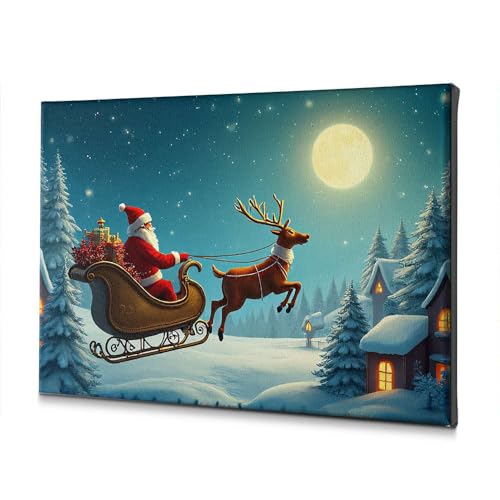 Toile Père Noël au traîneau pour réchauffer le salon en hiver