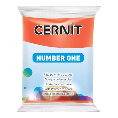 CERNIT CE0900056428C - Block Modelliermasse (Polymer) NUMBER ONE, ofenhärtend, sofort gebrauchsfähig, 56g, für DIY, Schmuck, Figuren, für Einsteiger und Hobbykünstler, Mohnrot, 1 Stück