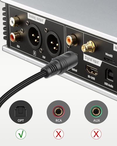 Splitter de audio óptico digital con dos salidas independientes y cable Toslink de 2m 5