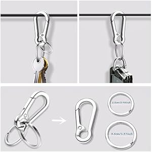 Dog Tag Clips, 2 Pack Stainless Steel Quick Clip with Double Rings + Bone Shape Dog ID Tag, Metal Keychain Key Clip DIY Dog Cat Tags Holder for Collars Harnesses