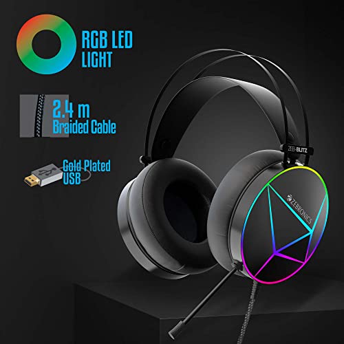 ZEBRONICS Zeb-Blitz USB Gaming Wired On Ear Headphones with Mic with Dolby Atmos, RGB Led, Windows Software, Simulated 7.1 Surround Sound, 2.4... - Image 5