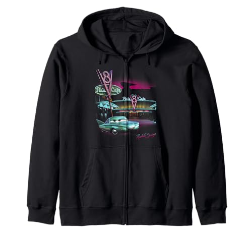 Sweat à capuche Disney Pixar Cars Flo's Cafe noir zippé