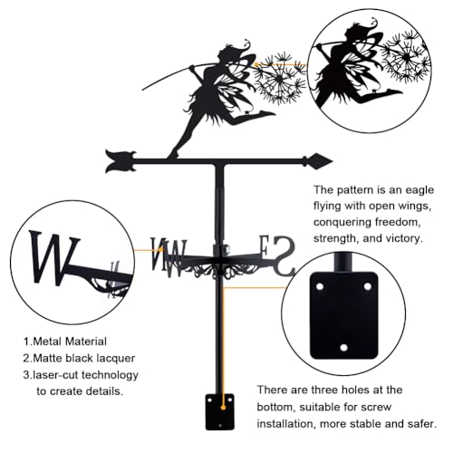 SUPERDANT Fairy Dandelion Weather Vane Fairy Weather Vanes for Sheds Metal Wind Vanes Weathervanes Wind Direction Indicator for Farmhouse Outdoor Garden Lawn Roof Paddock Decoration - Image 3