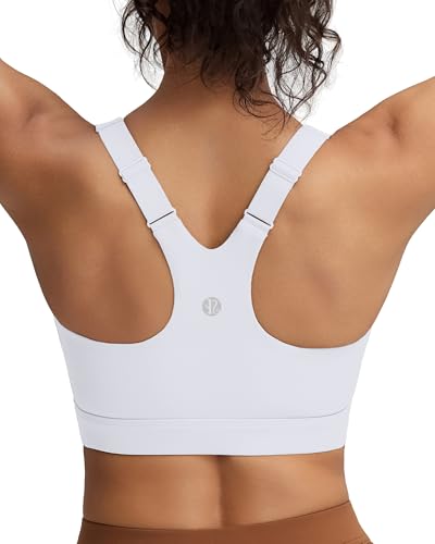RUNNING GIRL White Sports Bras for Women,Adjustable Straps High Support Sports Bra with Sewn in Pads(3110_White_M)